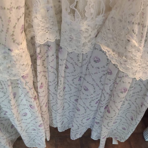 Vintage Floral & Lace Maxi Dress Homecoming Prom Prairie Boho Romantic Wedding - Picture 6 of 16